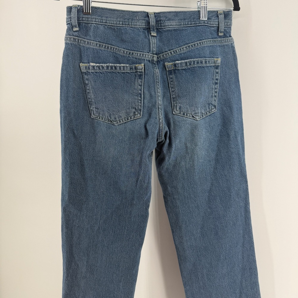 Free People We The Free Straight Leg Jeans Blue Button Fly Raw Hem Size 26 - Picture 6 of 11